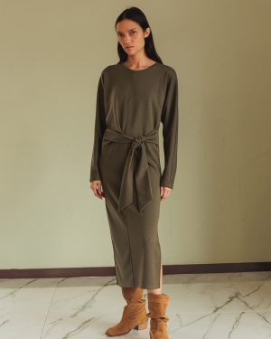 Vestido anudado kaki