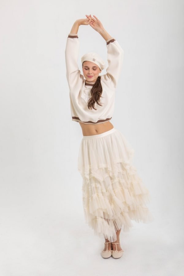 Falda tul beige